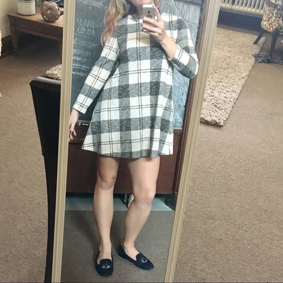 Atmosphere Dresses & Skirts - Plaid long sleeve mini swing dress Primark J. Crew